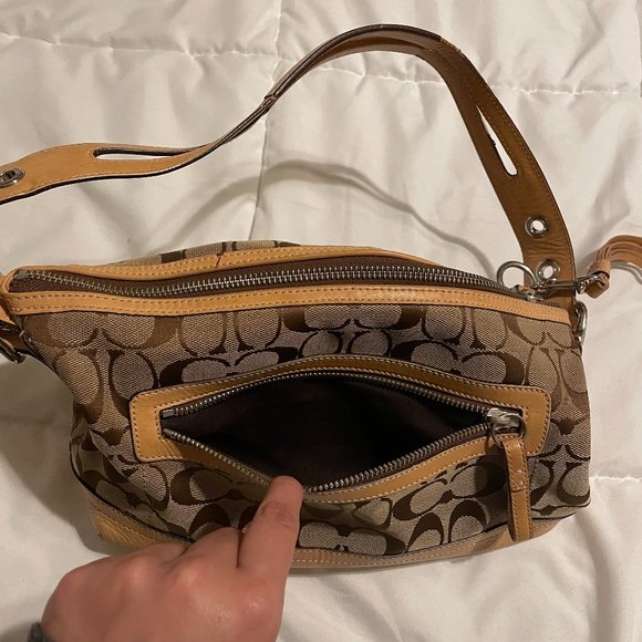 Original COACH Tan/Brown Monogram Purse - Picture 7 of 11